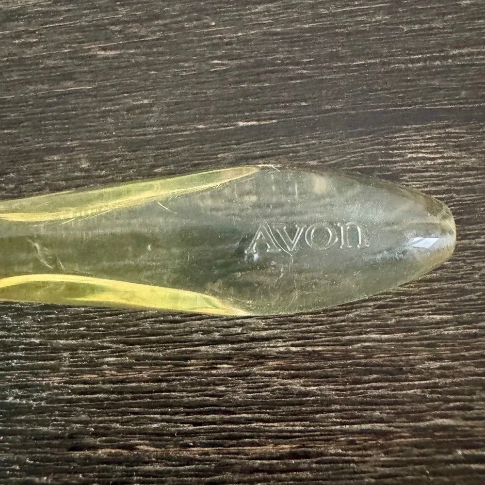 Vintage AVON Mini Purse Hair Brush Crystal Yellow Nylon Bristle Thumb Handle